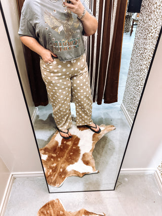 Polka Dot High Rise Straight Leg Pants
