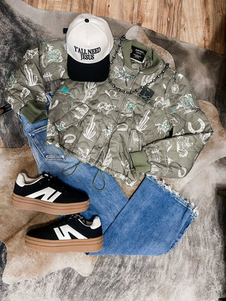 Green Quilted Western Jacket