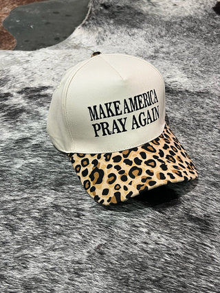 Make America Pray Again Hat | Camo & Leopard Two-Tone Bill Cap