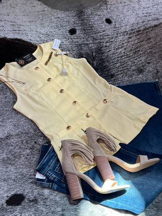 Sleeveless Button Front Vest Top