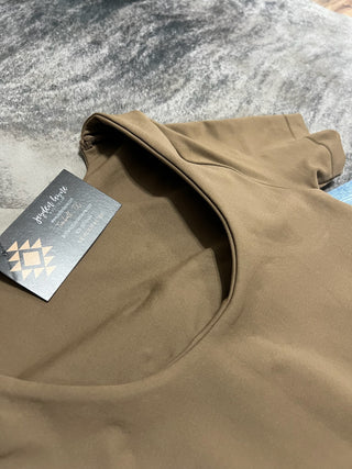 Mocha Scoop Neck Thick Banded Bodysuit