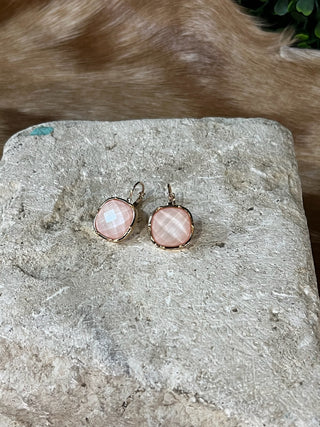 Faceted cushion cut stone leverback drop earrings, photo 3