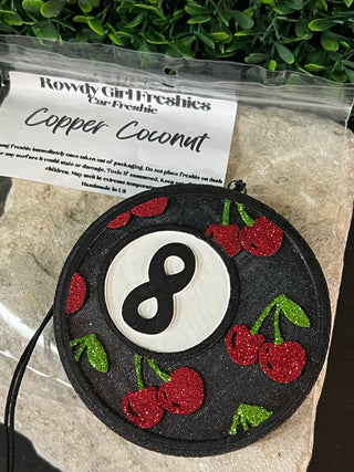 Hand painted cherry 8 ball car freshie air freshener, photo 1