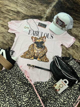 Frannie Fabulous Frenchie Rhinestone Glam Dog Graphic Tee