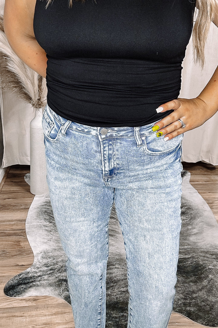 Kait Acid Wash Girlfriend Jeans
