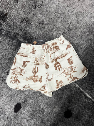 Western Elastic Waist Shorts