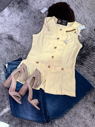 Sleeveless Button Front Vest Top