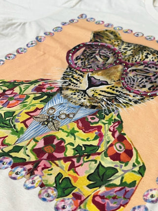 Rhinestone Fancy Leopard Graphic Tee