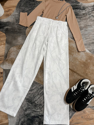 White camo sweat pants