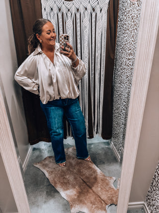 Chic Cream Pleated Bomber Jacket
