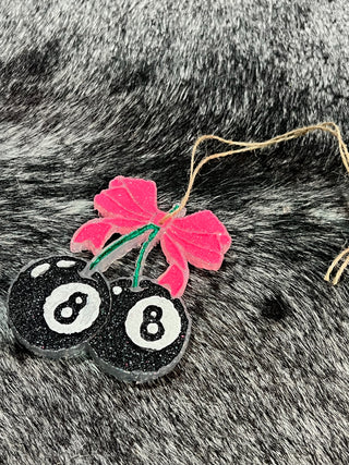 Eight ball Cherries with Bow Car Freshie