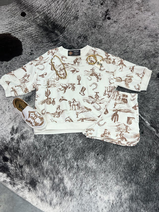 Western Elastic Waist Shorts