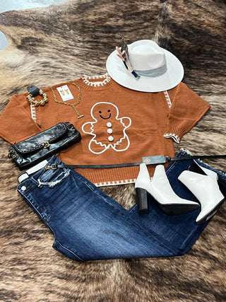 Gingerbread Charm Contrast Rib Sweater