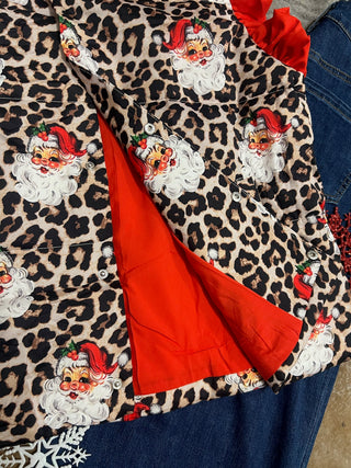 Leopard Ruffle Santa Puffer Vest