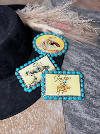 Vintage rodeo turquoise stone buckles