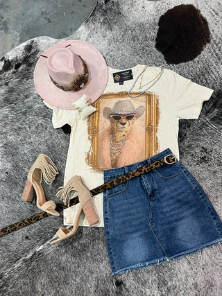 Rhinestone Cowboy Cheetah Portrait Graphic Tee
