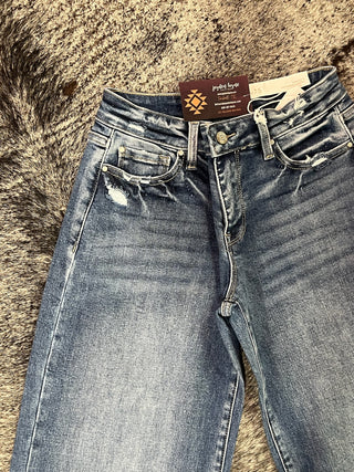 Mid Rise Stretch Trouser Wide Leg Jeans