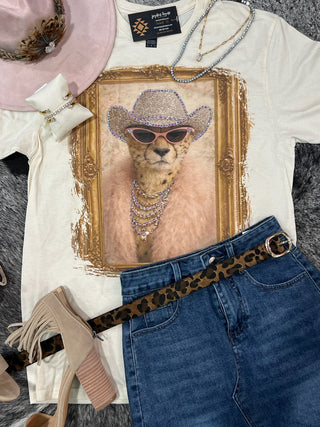Rhinestone Cowboy Cheetah Portrait Graphic Tee
