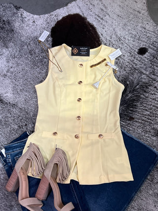 Sleeveless Button Front Vest Top
