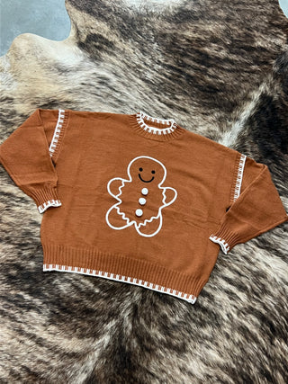 Gingerbread Charm Contrast Rib Sweater