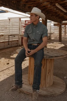 Men's Aqua Short Sleeve Pearl Snap Shirt