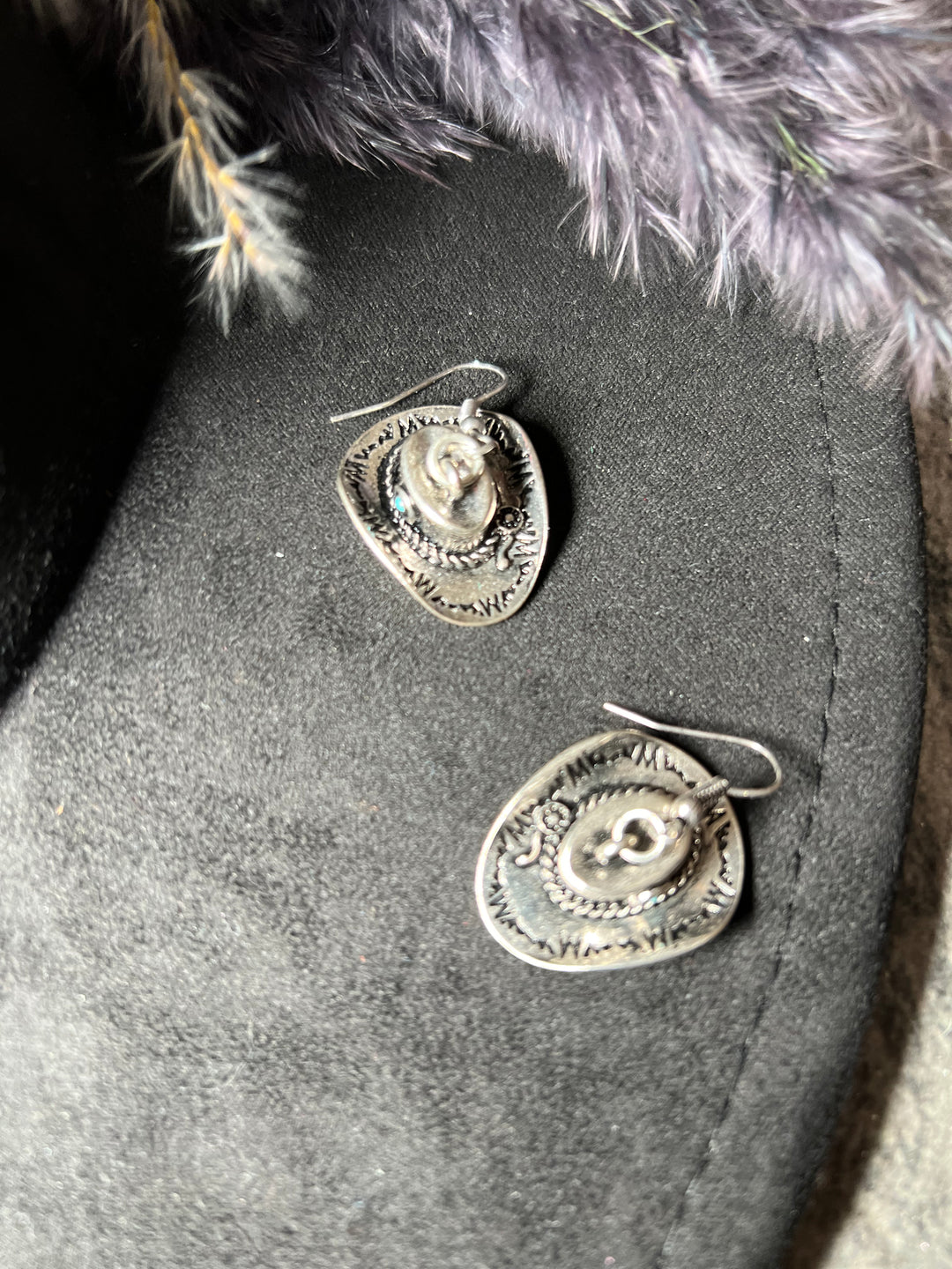 Silver Cowboy Hat Dangle Earrings