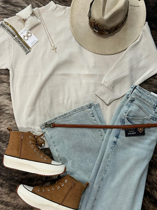 Solid Colored Mock Neck Pullovers