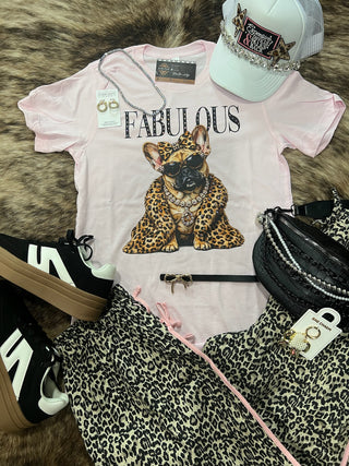 Frannie Fabulous Frenchie Rhinestone Glam Dog Graphic Tee