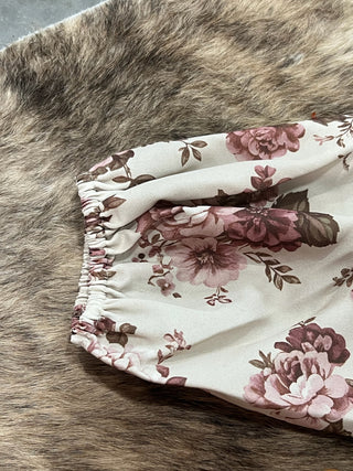 High Neck Back Button Floral Woven Top