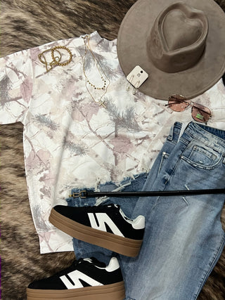 Pink Camo Oversized Mockneck Pullover