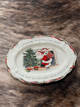 Fireplace Santa Sentiment Plate - Stockings Were Hung With Care