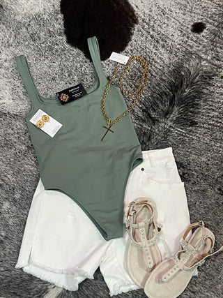 Jade Square neck tank bodysuit