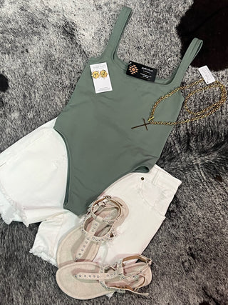 Jade Square neck tank bodysuit
