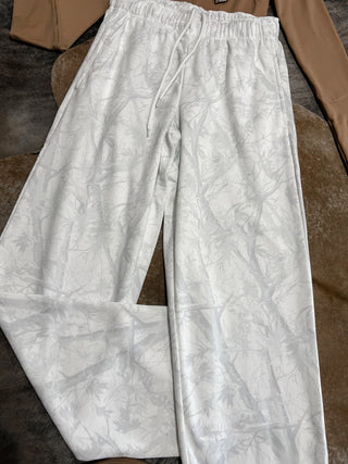 White camo sweat pants