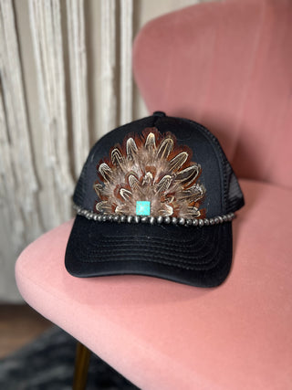 Custom Black Feather Trucker Hat - Jayden Layne