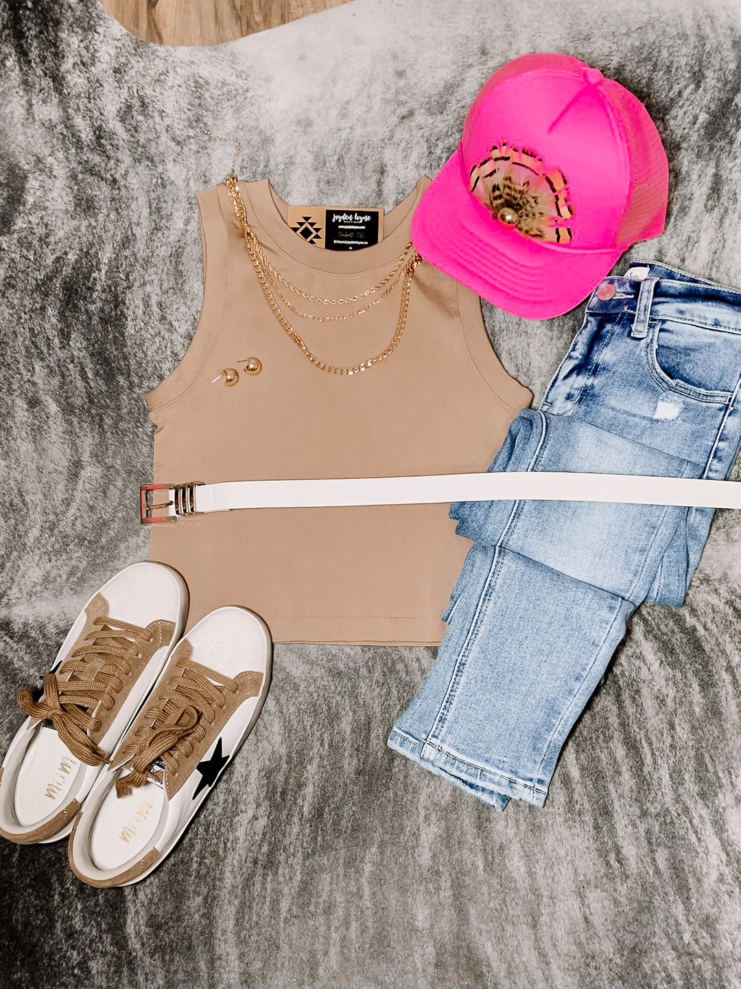Nude Thick Banded Crop Tank Top