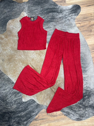 Cranberry Crinkled Plisse Set