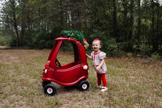 Christmas Baby Girls Romper Stripe Print One-Piece with Ruffle Trim
