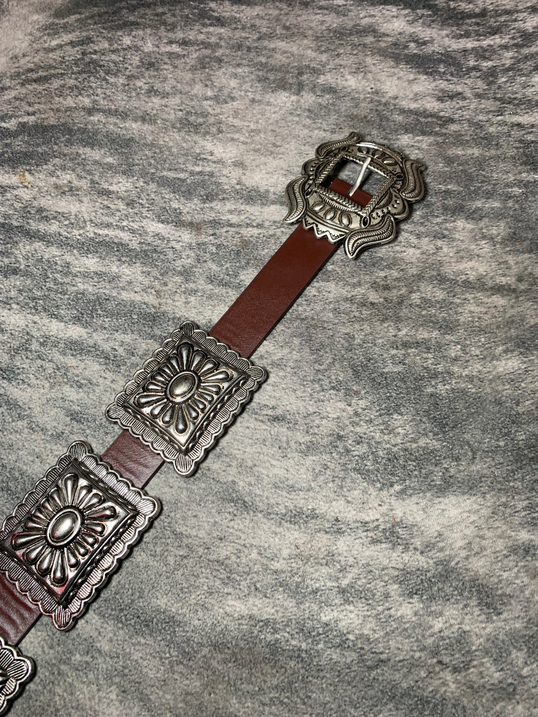 Brown Leather Concho Belt