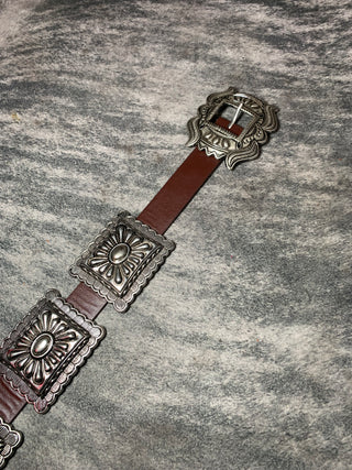 Brown Leather Concho Belt - Jayden Layne