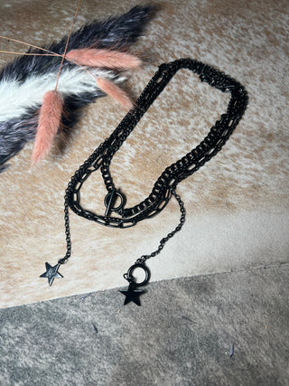 Black star chain necklace