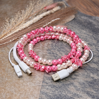 Pearl & Pink Bow Cord Phone Charger