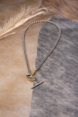 Equestrian Snaffle Bit Two Tone Stainless Steel Necklace