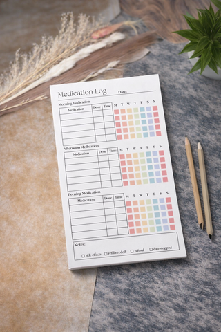 Medication and Vitamin Log: 50 Page Tear-Off Notepad