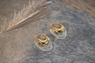 Gold Elegant Tassel Hoop Dangle Earrings