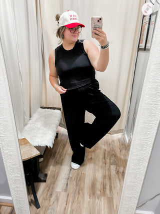 Black Crinkled Plisse Set
