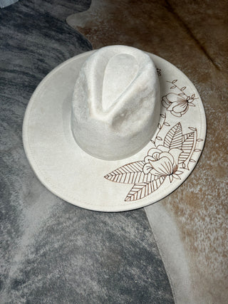 Josie Ivory Burned Wide Brim Hat