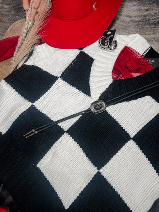 Black checkered sweater vest