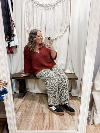 Leopard Drawstring Barrel Jeans
