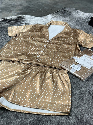 Fawn Satin Pajama Short Set